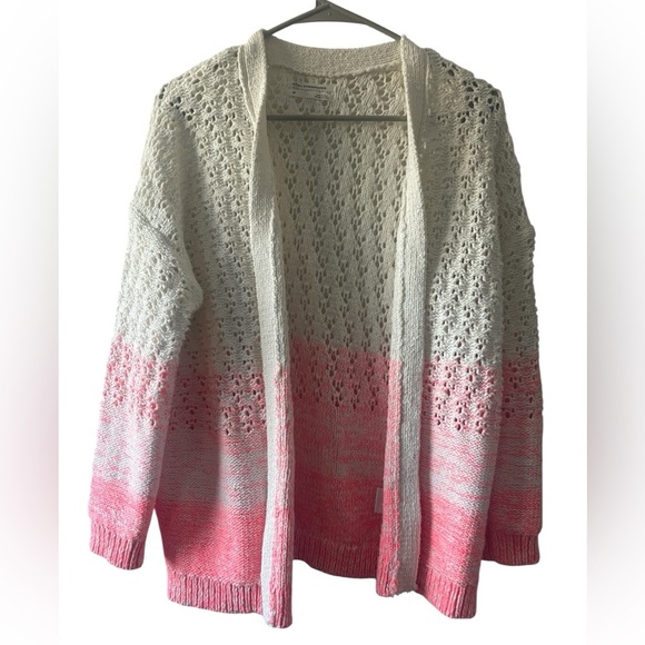Anthropologie Faustian Dip Open Knit Pink Ombre Cardigan Size SP - Picture 2 of 7
